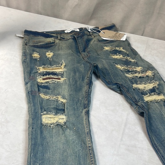 Evolution In Design Denim Jeans Slim Distressed 36” waist, 32” length, stretchy - Picture 3 of 12